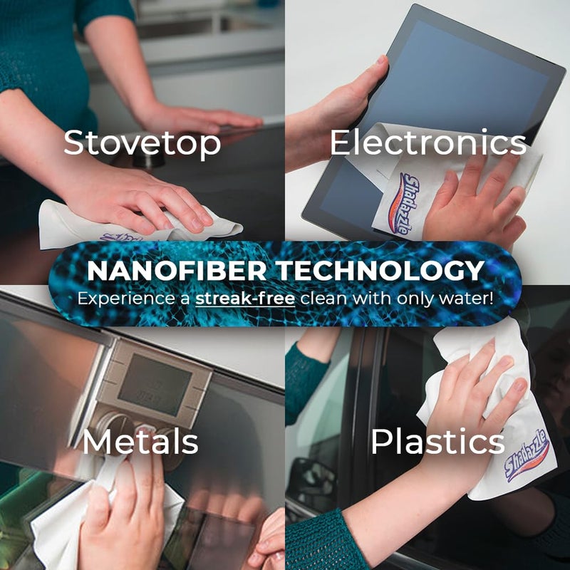 Shadazzle Nanofiber Cleaning Cloth - Microfiber Cleaning Cloth, Microfiber Cloth and Microfiber Towel - Cleans Streak-Free with Water - Microfiber Towels for Cars, Cleaning Clothes, Micro Fiber Cloth - Image 2